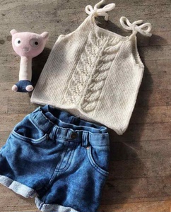 5906盛夏女童小背心吊带 棒针编织翻译中文文字解毛衣图解