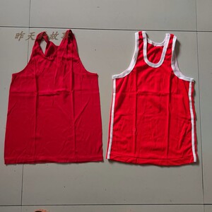 怀旧老库存 80-90年代男式跨栏背心晴纶无袖