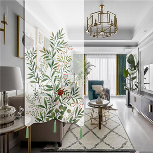 透光玄关入户隔断北欧现代简约客厅布艺装饰上下拉珠拉绳挂帘屏风