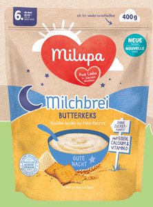 德国Milupa美乐宝全麦黄油饼干含奶米粉米糊  400G 6个月