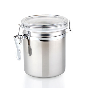 半磅一磅不锈钢密封罐咖啡豆粉密封罐家用保鲜储物罐红白糖罐茶罐