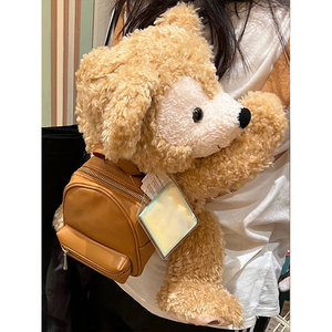 包包女2023新款秋冬可爱达菲熊双肩包毛绒玩偶毛茸茸小熊趴趴背包