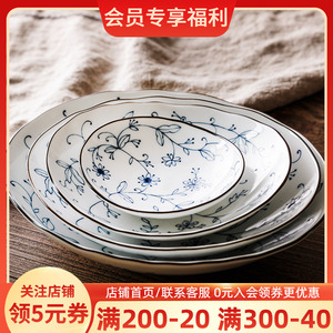 日本进口陶瓷盘子菜盘家用餐盘创意饺子盘微波炉日式调料碟鱼盘