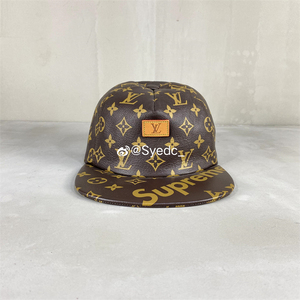 【现货】 lv supreme louis vuitton x sup 棕色 老花 皮 帽子