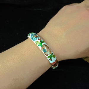 北京景泰蓝手镯铜胎掐丝珐琅老货毕业旅游纪念品开口扁款老货手镯