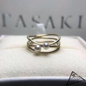 日本直播代购 tasaki 18k黄金 珍珠 戒指 多层 曲线 可拼邮