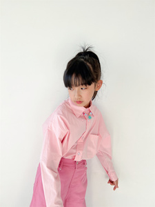 六岁女童春装2023时髦衬衫小女孩甜美学院风中大童长袖衬衣外套