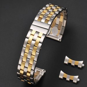手表钢带男配件不锈钢表带精钢实心蝴蝶扣女款表链代用美度浪琴