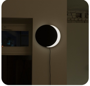 ins创意月亮过道床头简约电视背景墙个性LED可旋转小壁灯插头开关