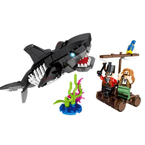 兼容乐高鲨鱼动物玩具远古巨兽巨齿鲨大白鲨拼装积木模型儿童礼物