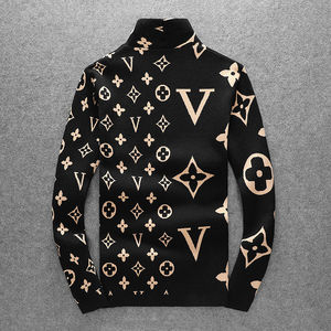 官方代购lvнck潮时尚印花修身针织开衫毛衣秋冬立领线衣男装外套