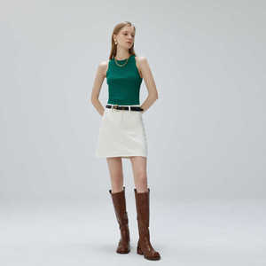 GRZG品牌白色牛仔短裙女2024夏季气质修身高腰纯棉A字短裙83303