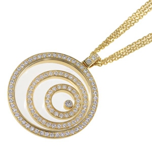 二手真品chopard萧邦18k黄金快乐钻石项链吊坠50cm