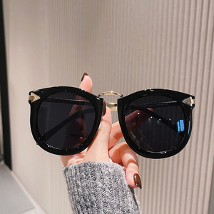 大框复古圆框太阳镜女高级感大脸显瘦反光墨镜防紫外线男夏季防晒