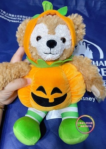 香港迪士尼乐园正品万圣节fuffy大南瓜达菲熊公仔玩偶毛绒玩具
