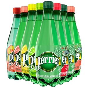 法国perrier巴黎水天然含气矿泉水饮料500ml*24瓶气泡水 无糖零卡
