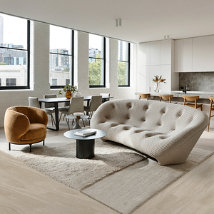 布艺沙发ploum现代简约写意空间创意个性弧形陈小春同款四人位