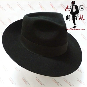 迈克尔杰克逊同款帽子黑色帽子礼帽纯羊毛帽演出帽
