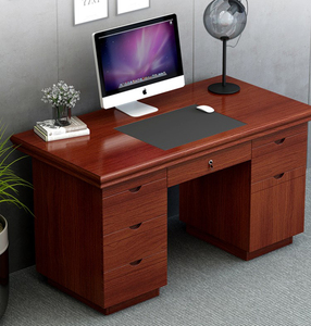 简易办公桌小型1.2m单人职员商用文员带锁抽屉一体台式电脑桌1.4m