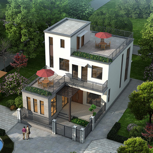 2111网红二层半现代风格别墅设计图纸带大露台小户型简单平顶房子