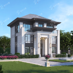 3193新中式农村自建房三开间豪华大气三层别墅设计图纸占地130平