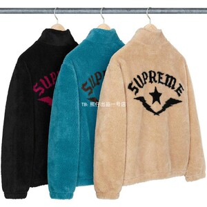 英国代购 supreme22 star fleece jacket 羊羔绒logo五星印花夹克