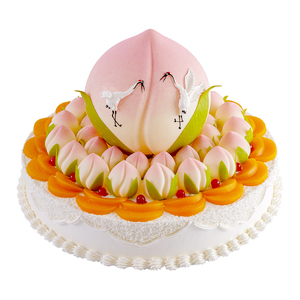 苏州好利来祝寿蛋糕同城配送老人生日寿桃蛋糕瑞鹤呈祥大寿桃