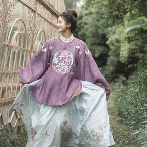 瞳莞汉服女正品原创明制圆领大襟大袖短袄秋冬现货四季平安