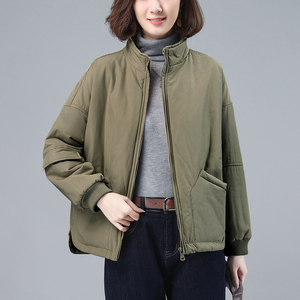 纯棉夹棉外套女秋冬加厚小棉袄2021年冬季新款时尚立领轻薄棉袄子
