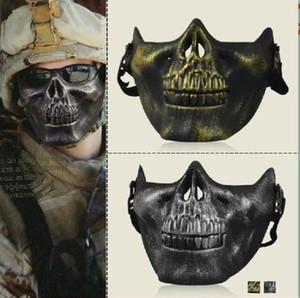 半脸骷髅面具 骷髅战士面具 CS实战防护面具恐怖骷髅面具