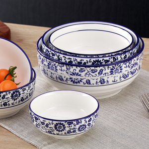 5寸6寸7寸青花瓷餐具碗面碗 沙拉碗釉下彩米饭碗 陶瓷 家用泡面碗