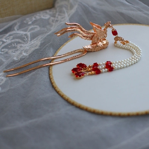 手工制作发饰汉服配饰立体凤凰发簪子流苏步摇古代头饰女古风