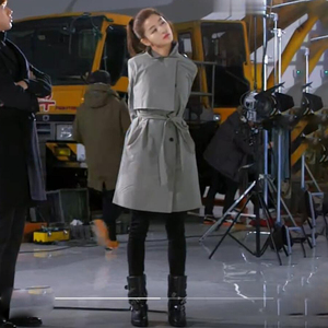 来自星星的你同款全智贤千颂伊灰色风衣女中长款系带春秋新款2022