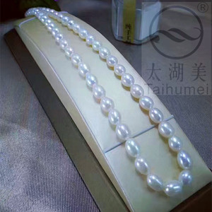 太湖美珍珠 稀有色米形淡水珍珠项链 水滴形无暇天强光然 送妈妈