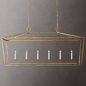 美式复古长方形餐桌吊灯创意蜡烛铁艺商用欧式温馨简约玄关吧台灯