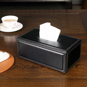 品地 商务经典轻奢创意办公室会议室酒店黑色长方形抽纸纸巾盒