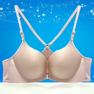 前扣文胸女前搭扣内衣海绵防滑薄款夏季聚拢上薄下厚前排扣小胸罩