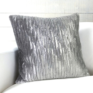 金丝绒压皱 简约现代轻奢样板间会所质感好银色沙发抱枕靠垫腰枕