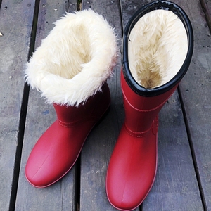 冬季时尚韩版棉女雨鞋雪地靴子加绒保暖防水防滑洗车洗衣厨房雨靴