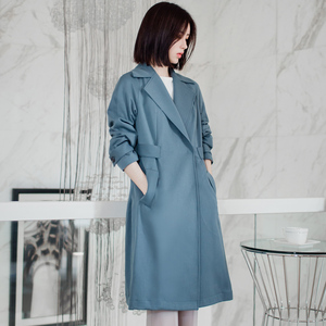 雾霾蓝风衣女中长款韩版春季新款木香屋65