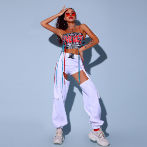 韩舞女团演出服女性感嘻哈街舞服装jazz练功服长裤爵士舞蹈服套装