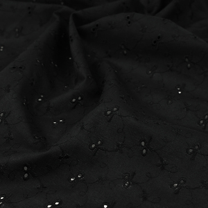 日本进口布小纹工房60支纯棉布料黑色蝴蝶结镂空刺绣夏季服装面料