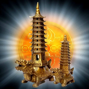 修明堂黄铜玄灵护岁铜制文昌龙龟文昌塔摆件9层文昌塔家居摆件