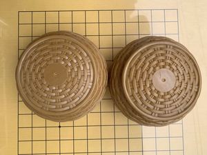 黄色围棋塑料罐 围棋塑料空盒子 仿竹编围棋罐 黑白仿草编围棋罐