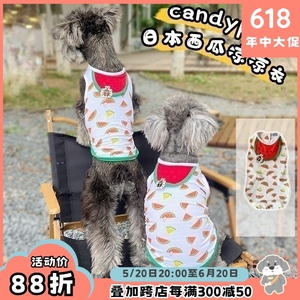 candypet日本西瓜凉凉衣凉感背心透气雪纳瑞法斗小中型犬衣服