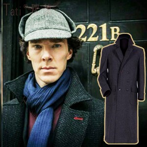 福尔摩斯大衣复古格子风衣夏洛克外套男中长休闲插肩冬双排扣英伦