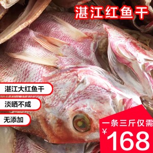 湛江特产特大红鱼干送礼整条大红鲷鱼干风干淡干海鱼3斤一条
