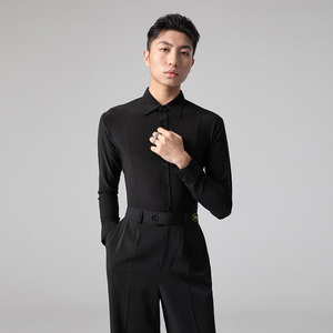 艺尚舞新款拉丁练功服男摩登表演长袖衬衣成人国标舞专业比赛上衣