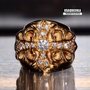 美国代购正品chrome hearts克罗心keeper 22k黄金十字花戒指