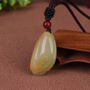 天然新疆和田玉籽料玉藕节吊坠挂件玉项链坠玉器玉佩玉坠玉器